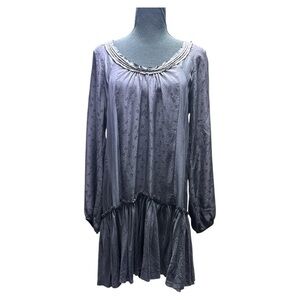 Rebecca Taylor Plum Purple 100% Silk Textured Long Sleeve Dress Size 8